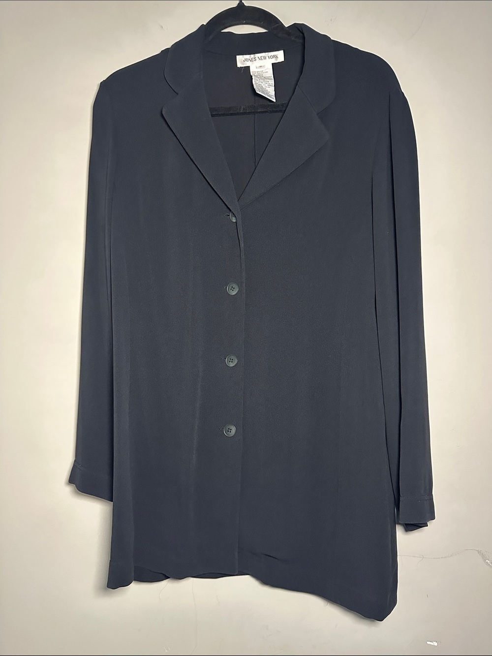 Jones New York black four Button-Front Blouse